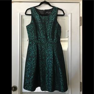 Green and black evening dress